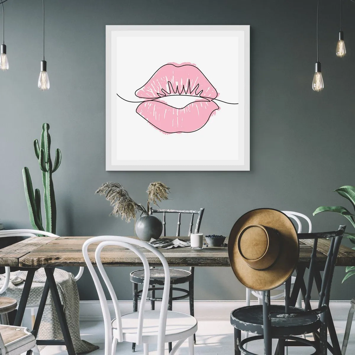 Poster in einem weißen Rahmen - Bereit zum Küssen? - 30x30 cm