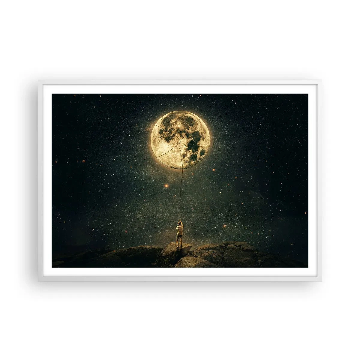 Poster in einem weißen Rahmen - Der Mann, der den Mond gestohlen hat - 100x70 cm