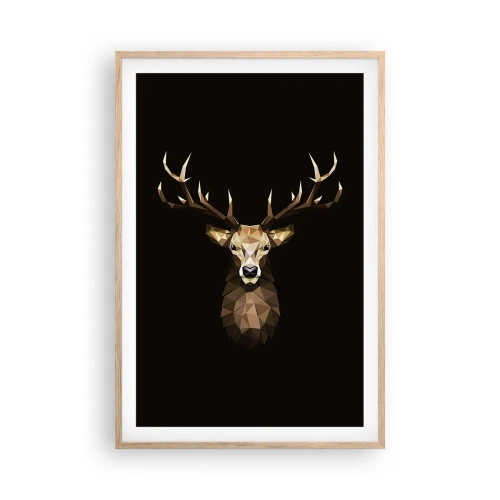 Poster in einem Rahmen aus heller Eiche - Kubistischer Hirsch - 61x91 cm