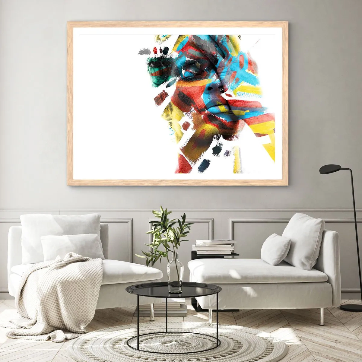 Poster in einem Rahmen aus heller Eiche - Eine bunte Persönlichkeit - 91x61 cm