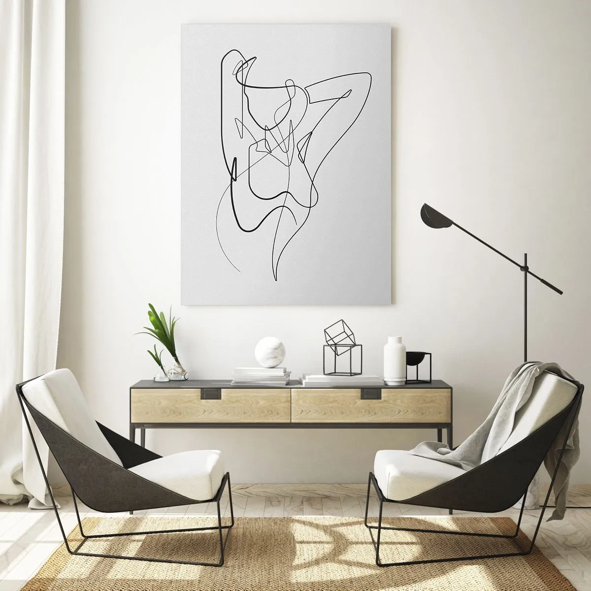 Glasbild - Bild auf glas - Minimalistischer Umriss einer weiblichen Silhouette - 70x100cm - So, wie du wirklich bist ... - Moderne Wanddekoration für Wohnzimmer und Schlafzimmer ARTTOR