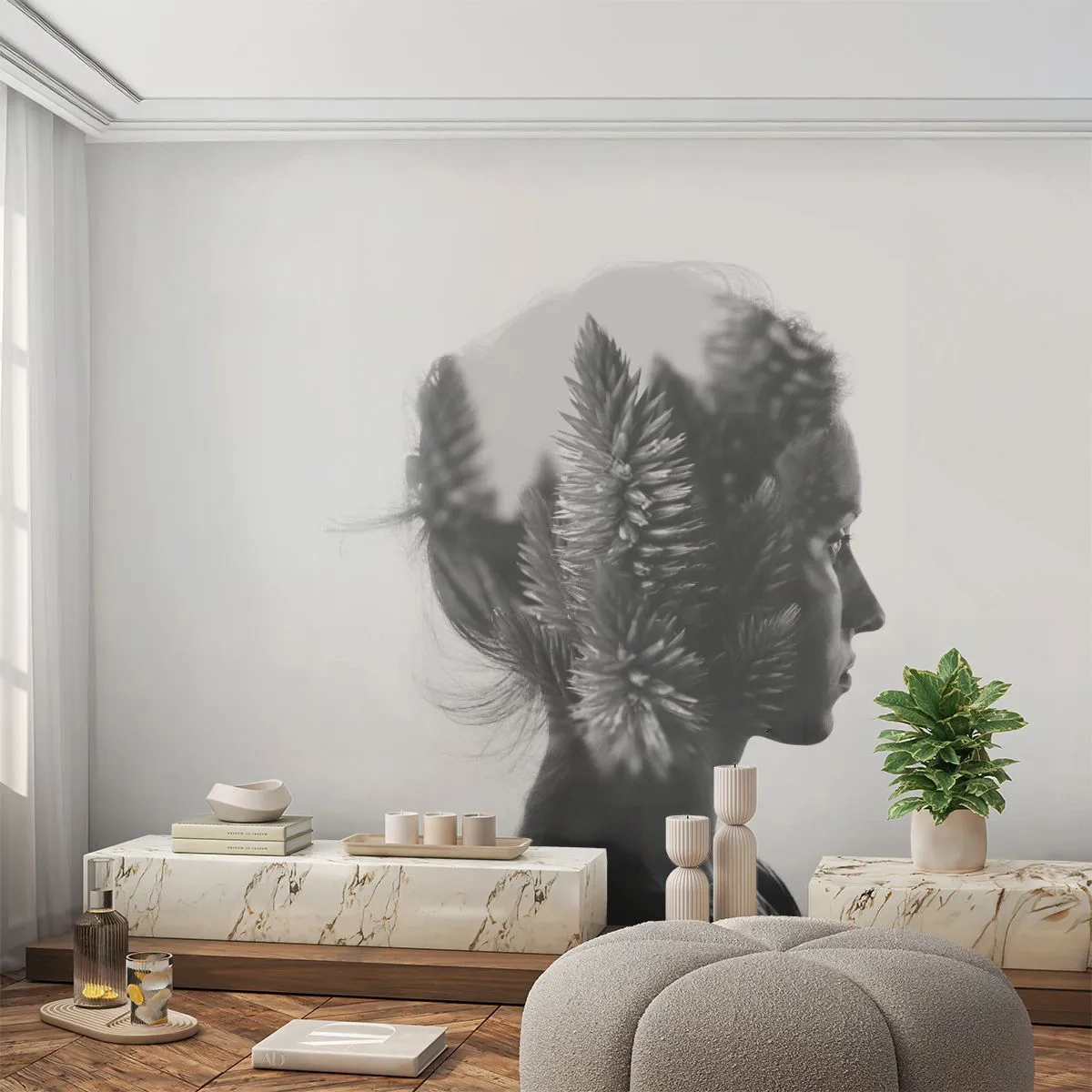 Fototapete Premium Sand - Dame des Kiefernwaldes - Abstraktion, Frau, Stück - 200x140 cm