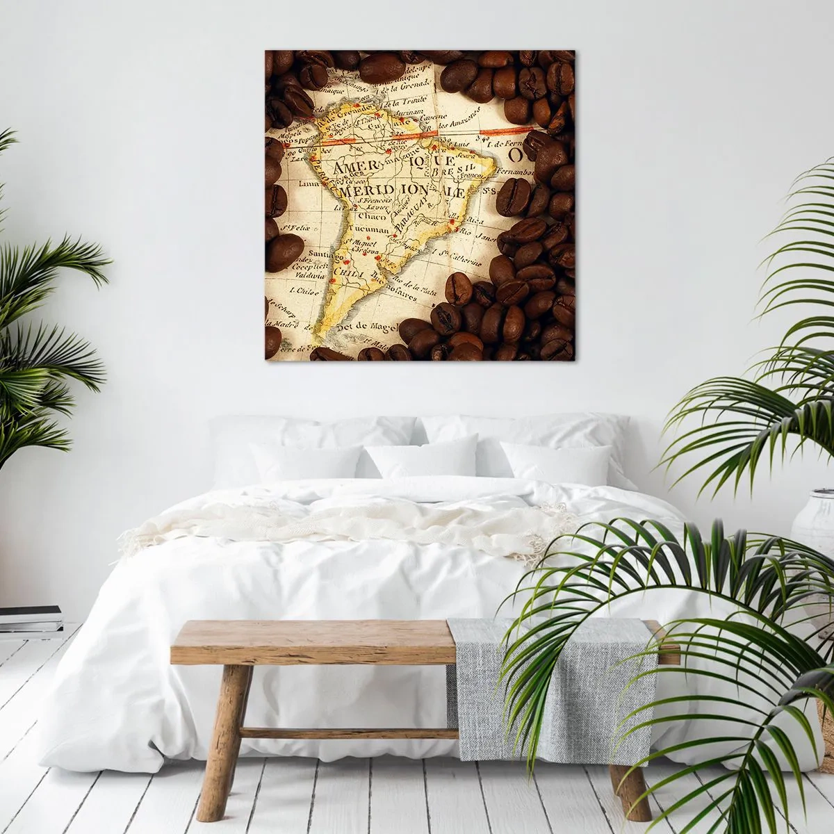 Bild auf Leinwand - Leinwandbild - Woher kommt der beste Kaffee? - 50x50 cm