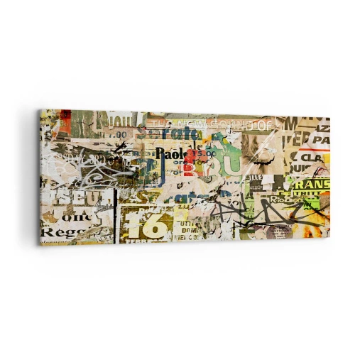 Bild auf Leinwand - Leinwandbild - Eine Collage aus Zeitungs- und Plakatfragmenten im künstlerischen Stil. - 120x50cm - Ach, es passiert... - Moderne Wanddekoration für Wohnzimmer und Schlafzimmer ARTTOR