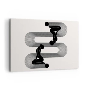 Bild auf Leinwand - Leinwandbild - Schwarze Silhouetten mit geometrischen Linien auf hellem Hintergrund - 120x80cm - Sinnliche Symmetrie - Moderne Wanddekoration für Wohnzimmer und Schlafzimmer ARTTOR