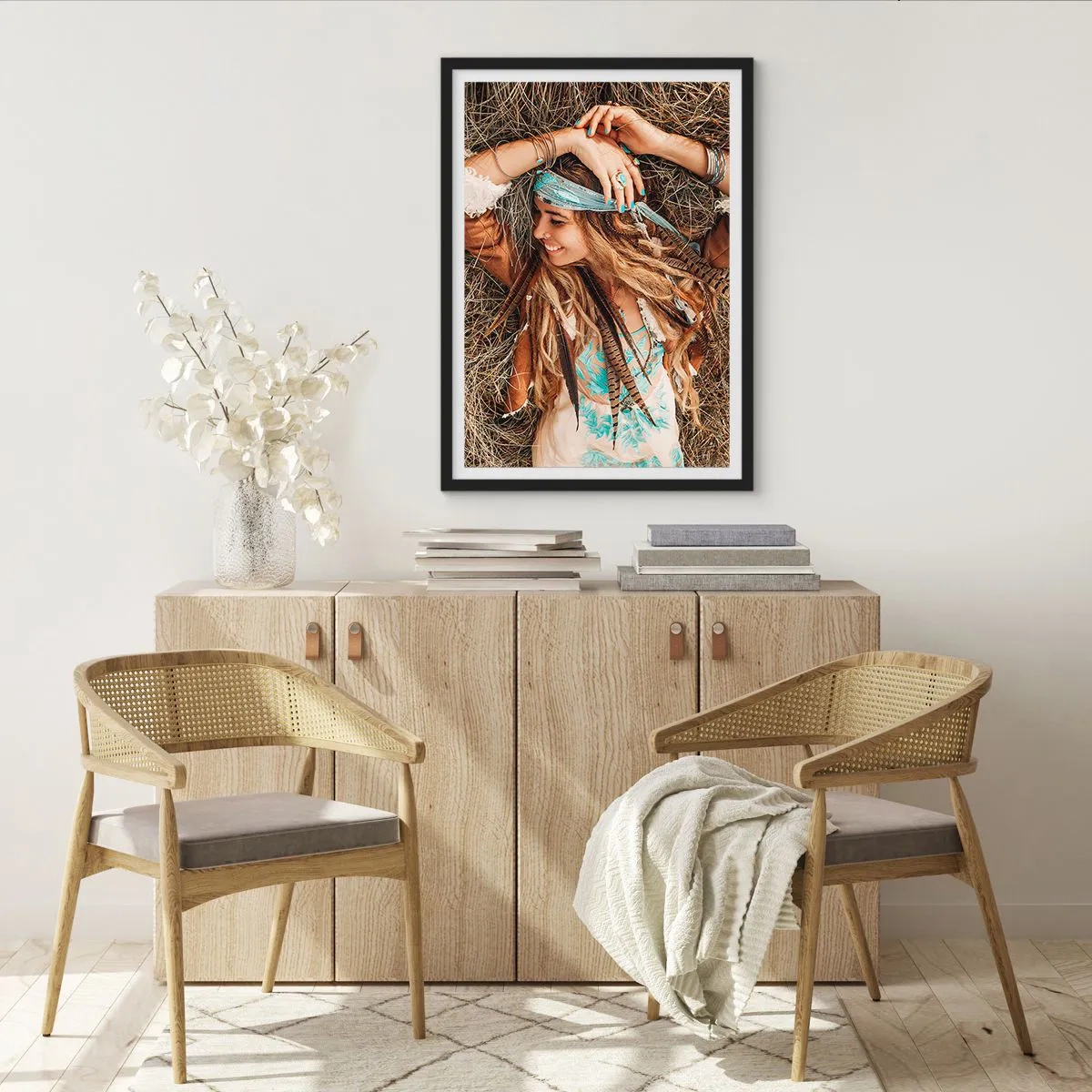 Poster in einem schwarzem Rahmen - Auf dem Weg in den Sommer der Liebe - 61x91 cm