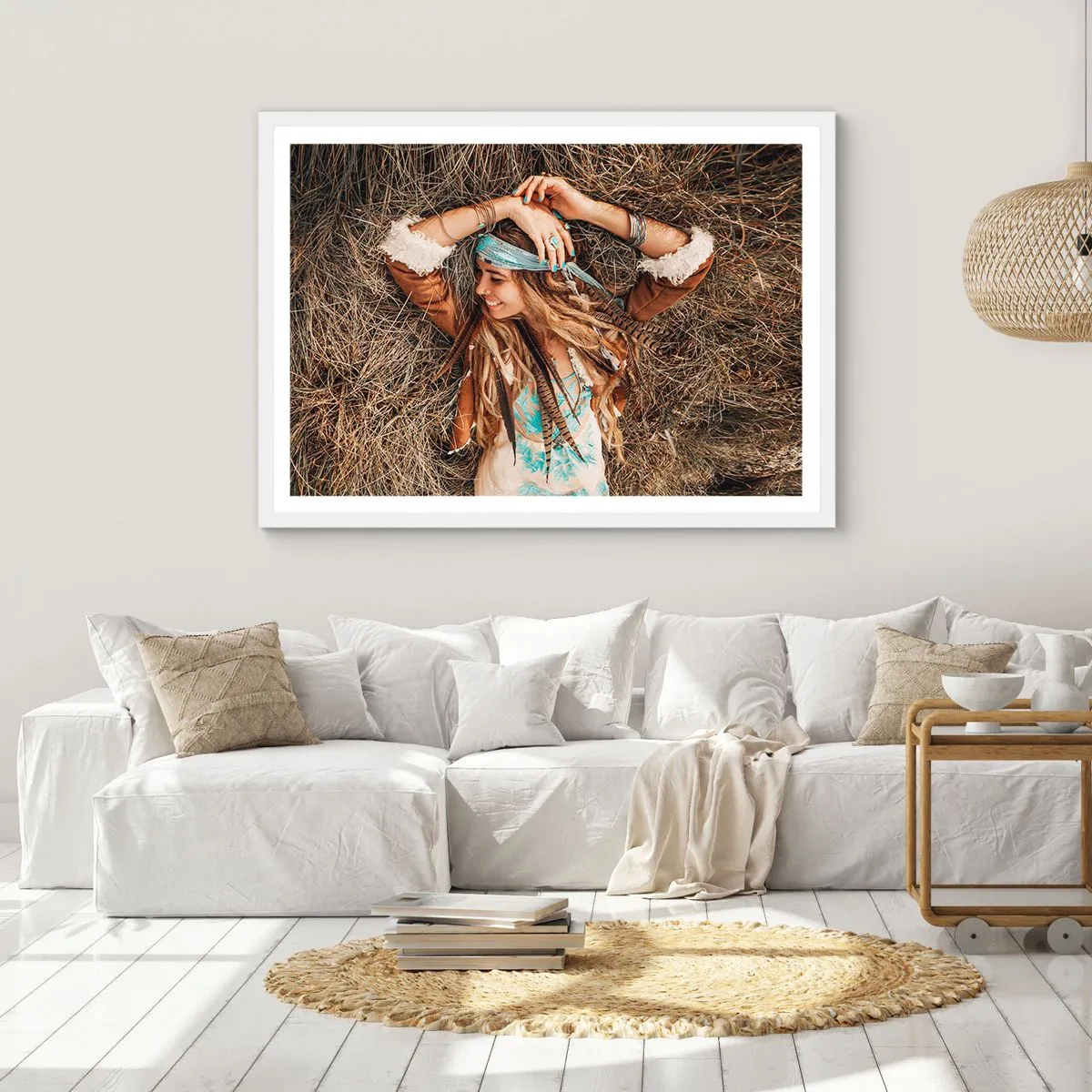 Poster in einem weißen Rahmen - Auf dem Weg in den Sommer der Liebe - 50x40 cm