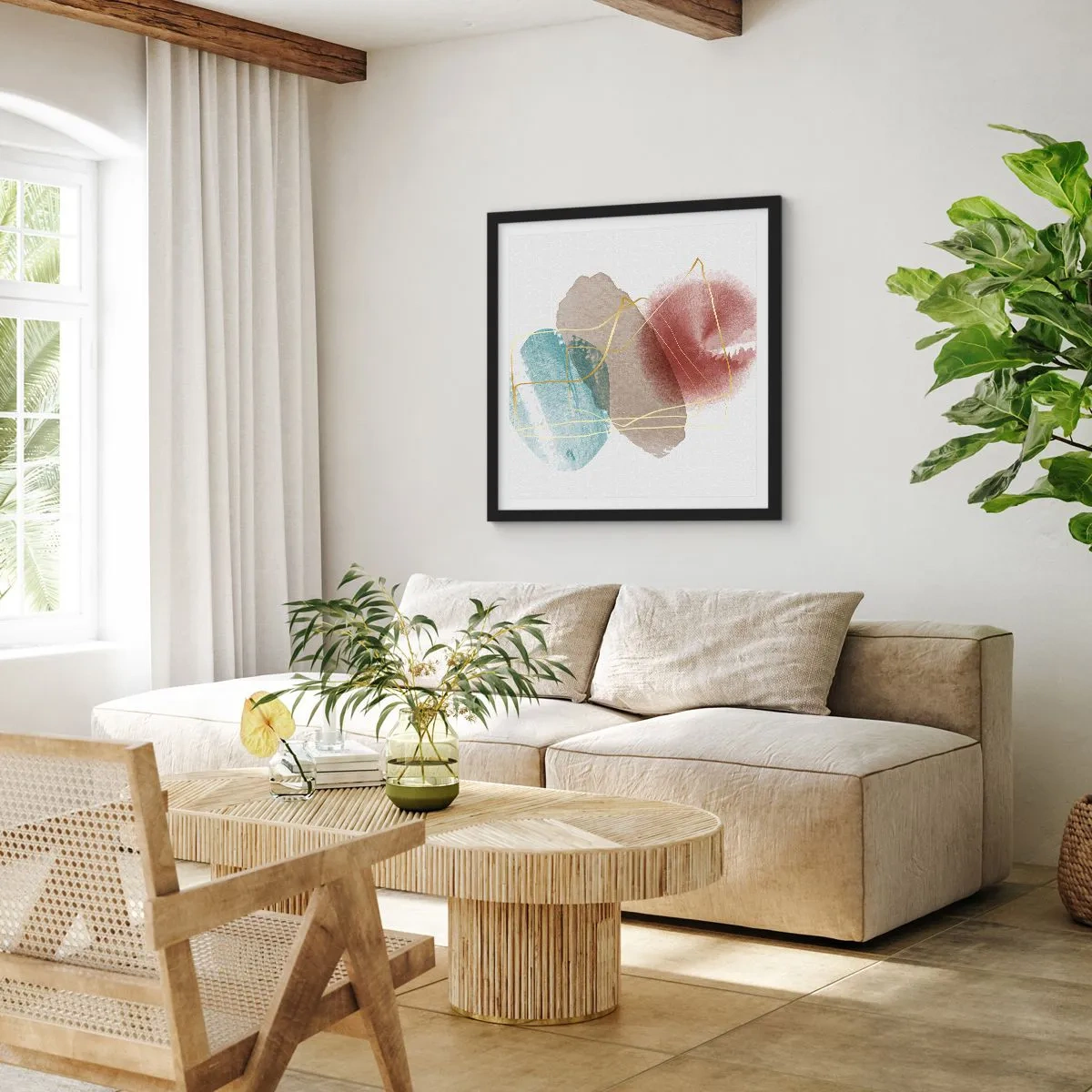 Poster in einem schwarzem Rahmen - Korallen des Weltraums - 60x60 cm