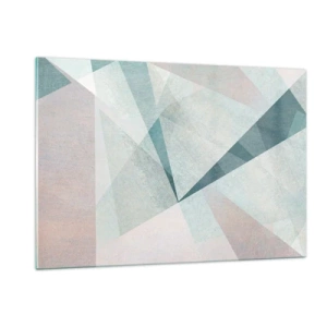 Glasbild - Bild auf glas - Geometrische Formen in Pastelltönen von Grün und Blau - 120x80cm - Einfach aber dynamisch - Moderne Wanddekoration für Wohnzimmer und Schlafzimmer ARTTOR