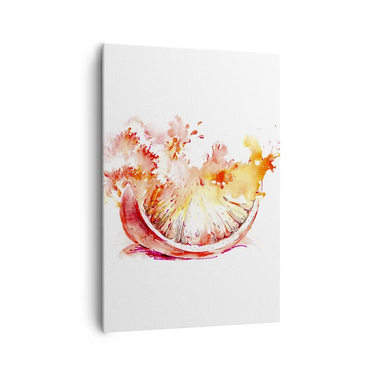 Bild auf Leinwand - Leinwandbild - Eine Aquarellscheibe Grapefruit in leuchtenden Farben - 70x100cm - Saftige Erfrischung - Moderne Wanddekoration für Wohnzimmer und Schlafzimmer ARTTOR