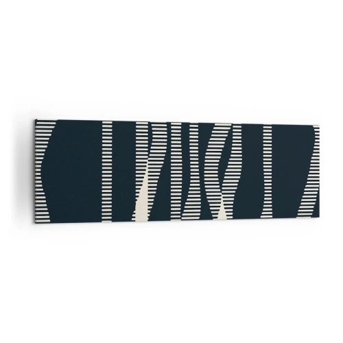 Bild auf Leinwand - Leinwandbild - Geometrische Linien in hellen Farbtönen auf dunklem Hintergrund - 160x50cm - Ein Versuch, die Dunkelheit zu durchbrechen - Moderne Wanddekoration für Wohnzimmer und Schlafzimmer ARTTOR