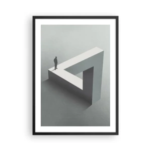 Poster in einem schwarzem Rahmen - Eine Figur auf einer unmöglichen geometrischen Figur - 50x70cm - Es ist also doch möglich - Moderne Wanddekoration für Wohnzimmer und Schlafzimmer ARTTOR