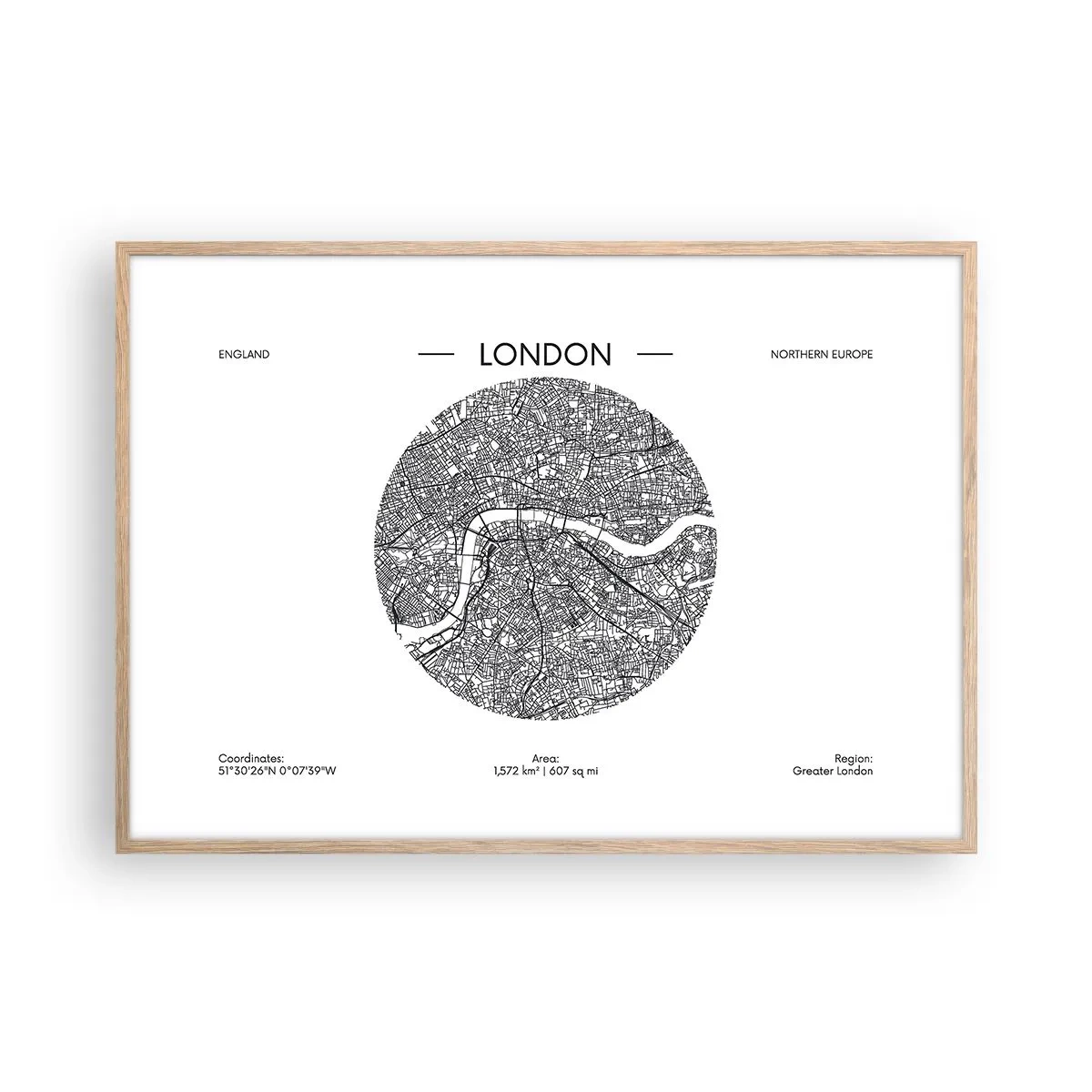 Poster in einem Rahmen aus heller Eiche - Anatomie von London - 100x70 cm