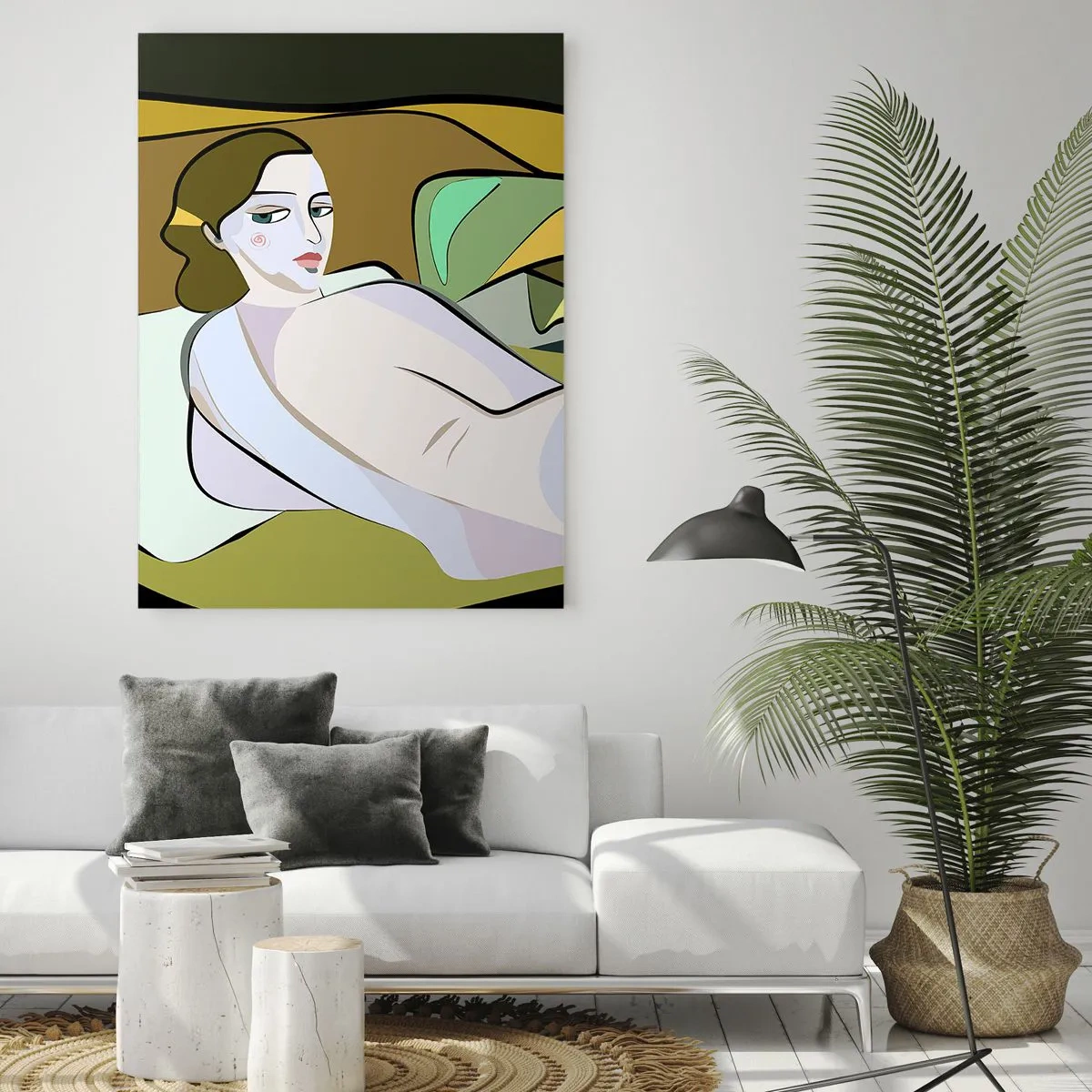 Glasbild - Bild auf glas - Abstrakte Figur im modernen Stil - 80x120cm - Intimes Porträt - Moderne Wanddekoration für Wohnzimmer und Schlafzimmer ARTTOR