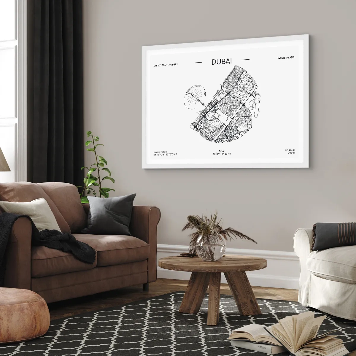 Poster in einem weißen Rahmen - Anatomie von Dubai - 70x50 cm