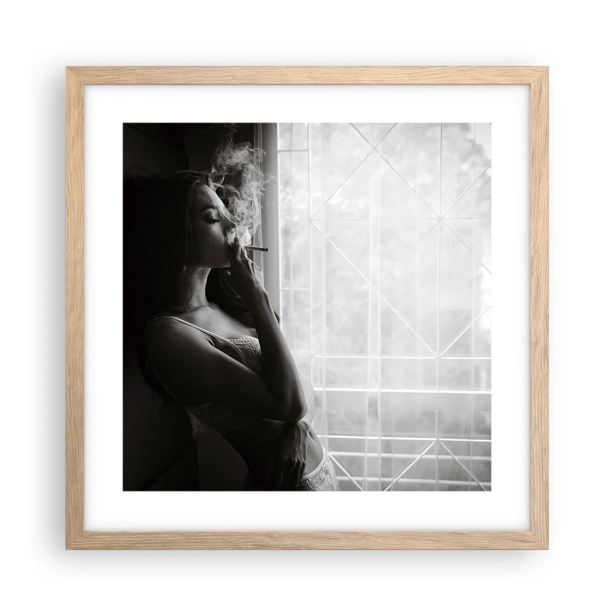 Poster in einem Rahmen aus heller Eiche - Sinnlicher Moment - 40x40 cm