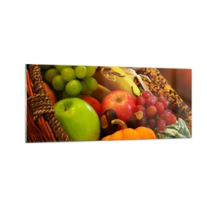 Glasbild - Bild auf glas - Ein Korb voller Ernte - 100x40 cm