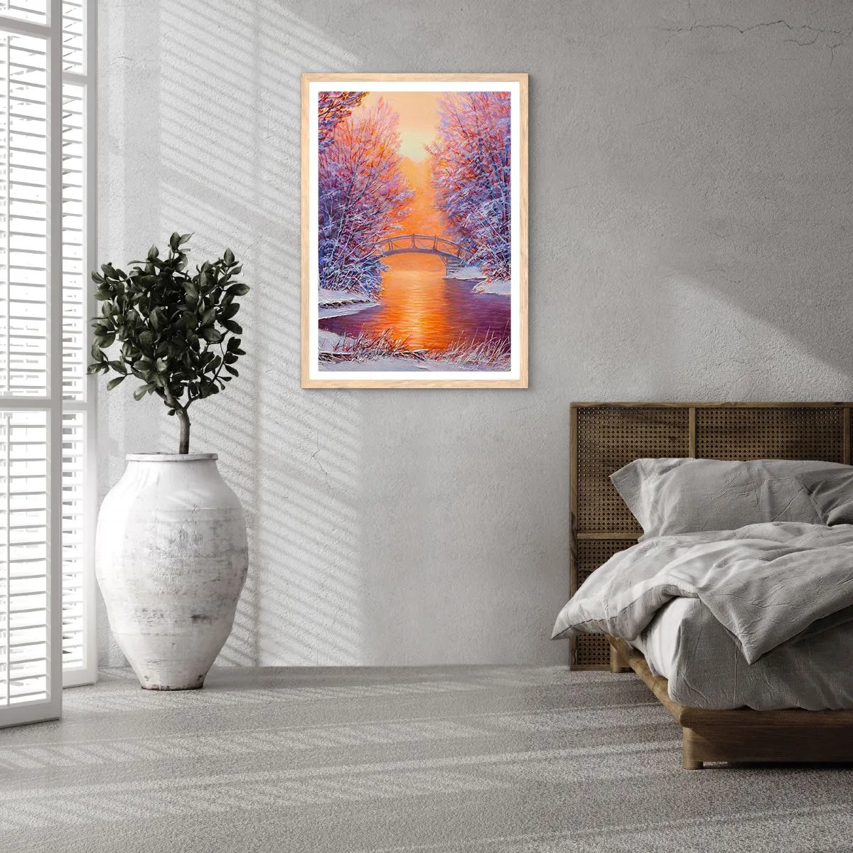 Poster in einem Rahmen aus heller Eiche - Treffen wir uns hier - 30x40 cm