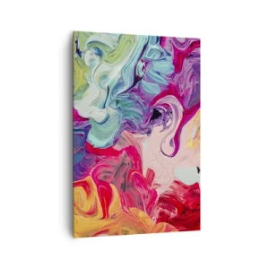 Bild auf Leinwand - Leinwandbild - Eine abstrakte Komposition mit lebendigen, wirbelnden Farben und einer dynamischen Struktur. - 70x100cm - Die Geburt der Farben - Moderne Wanddekoration für Wohnzimmer und Schlafzimmer ARTTOR