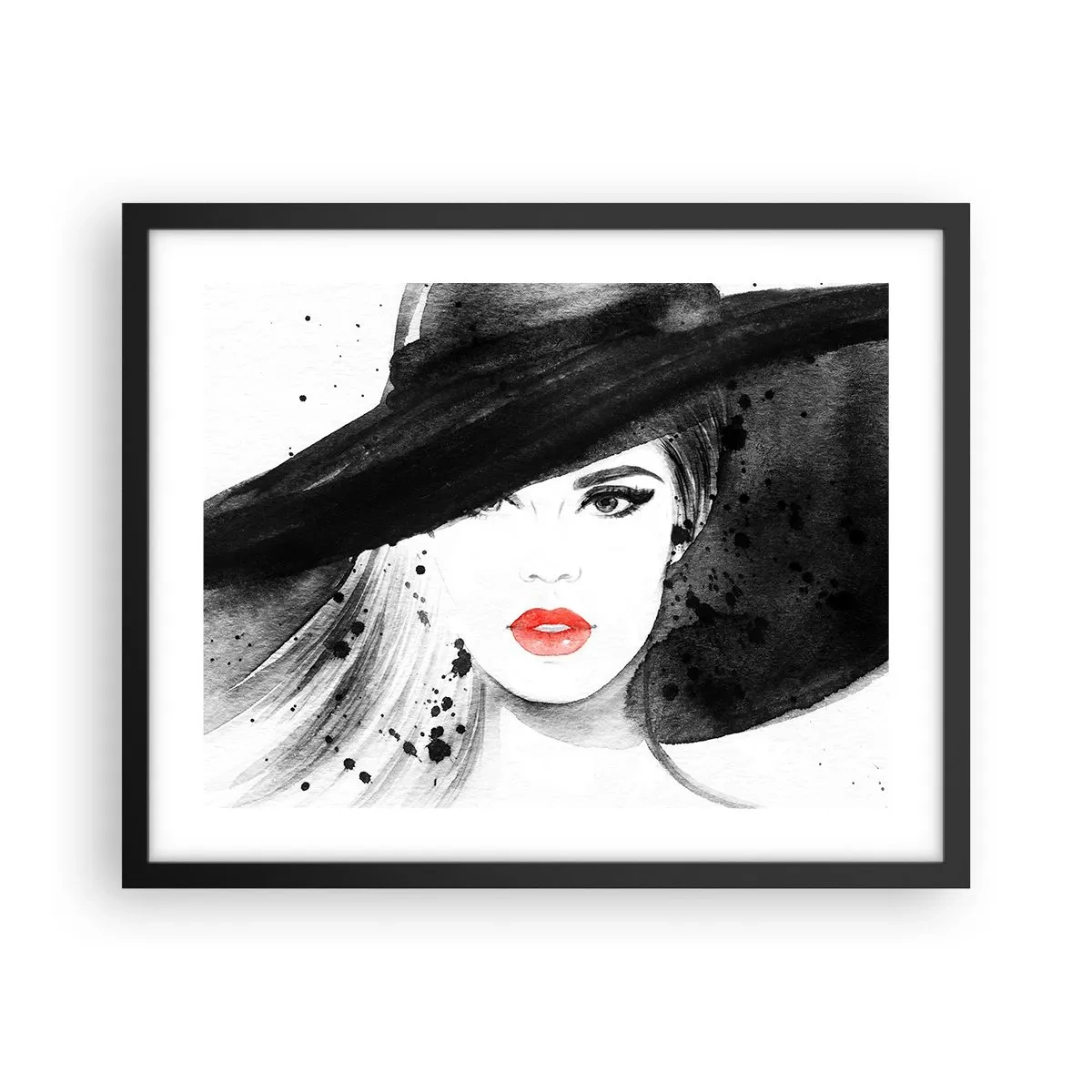 Poster in einem schwarzem Rahmen - Frau in schwarz - 50x40 cm