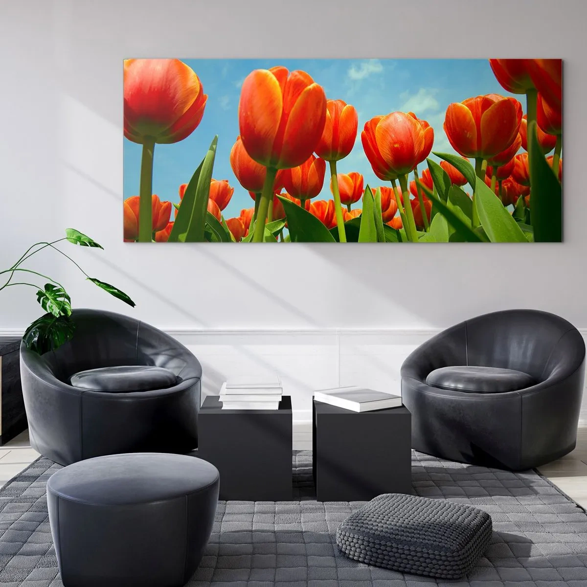 Glasbild - Bild auf glas - Außer dem blauen Himmel brauchen sie nichts in ihrem Leben - 90x30 cm