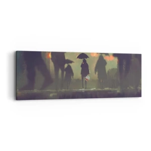 Bild auf Leinwand - Leinwandbild - Aus der Perspektive eines Regentropfens - 90x30 cm