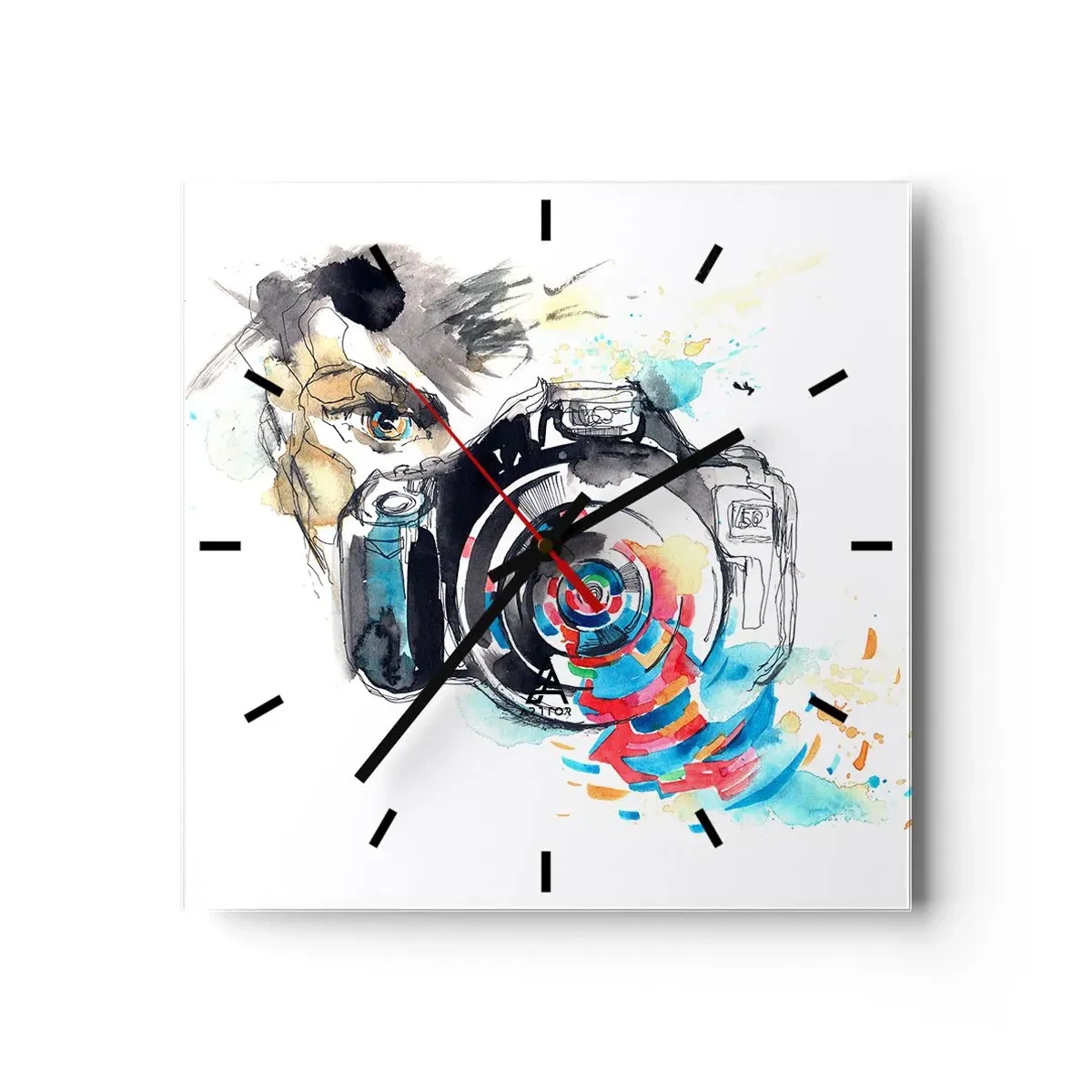 Wanduhr - Glasuhr - Im Auge der Linse - 40x40 cm