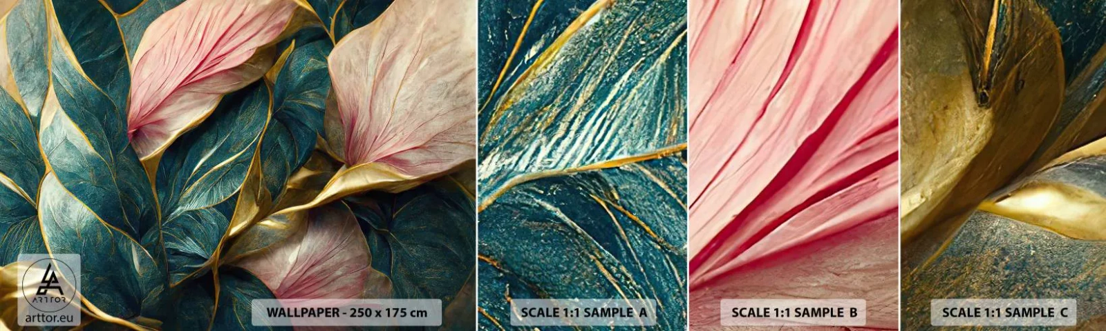 Fototapeten Muster Selbstklebend Deluxe Sticker - Natürliche Eleganz und Stil - Art Deco, Blumen, Eleganz - 100x30 cm