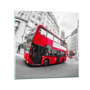 Glasbild - Bild auf glas - London traditionell - mit dem Bus - 60x60 cm