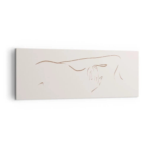 Bild auf Leinwand - Leinwandbild - Eine subtile Strichzeichnung einer Silhouette vor einem hellen Hintergrund - 140x50cm - Die Form des Verlangens - Moderne Wanddekoration für Wohnzimmer und Schlafzimmer ARTTOR