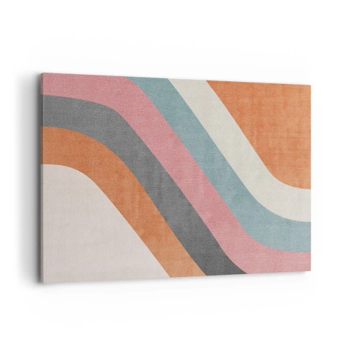 Bild auf Leinwand - Leinwandbild - Bunte Retro-Streifen - 120x80cm - Diagonale Komposition – Bewegung - Moderne Wanddekoration für Wohnzimmer und Schlafzimmer ARTTOR