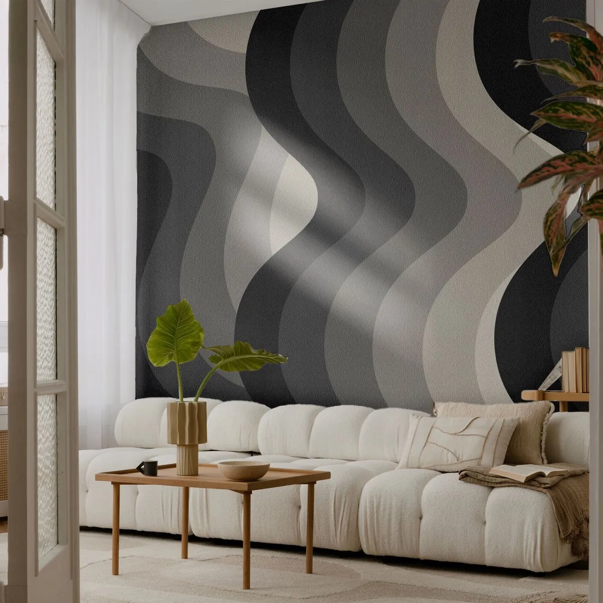Selbstklebende Fototapete Deluxe Sticker - Eine Welle nach der anderen - Linien, Wellen, Abstraktion - 400x280 cm