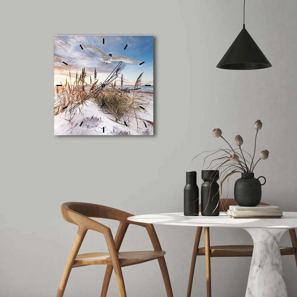 Wanduhr - Glasuhr - Wind vom Meer - 40x40 cm