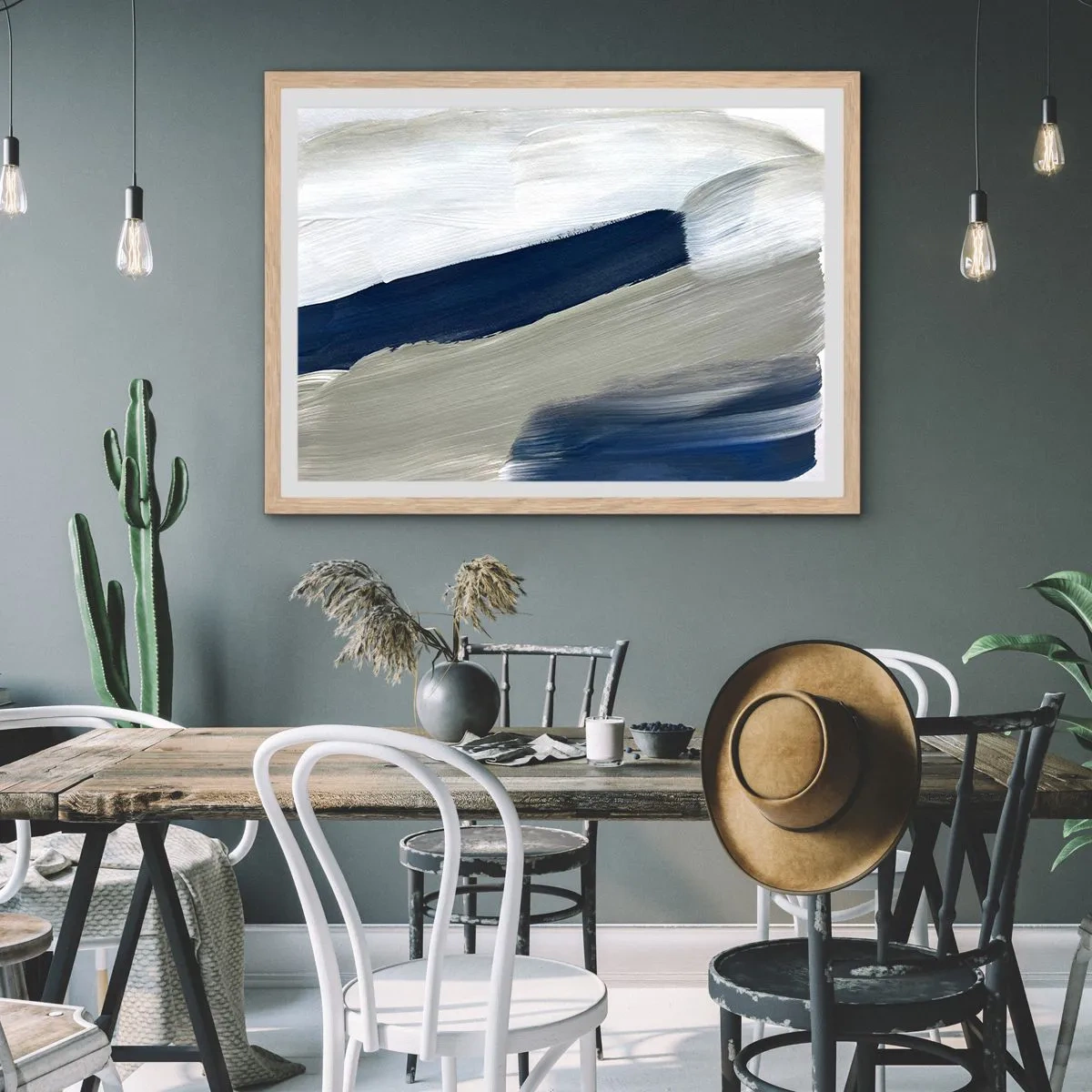 Poster in einem Rahmen aus heller Eiche - Begegnung mit dem Weißsein - 100x70 cm