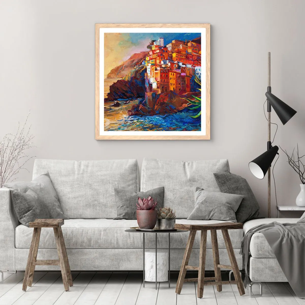 Poster in einem Rahmen aus heller Eiche - Italienische Atmosphäre - 60x60 cm