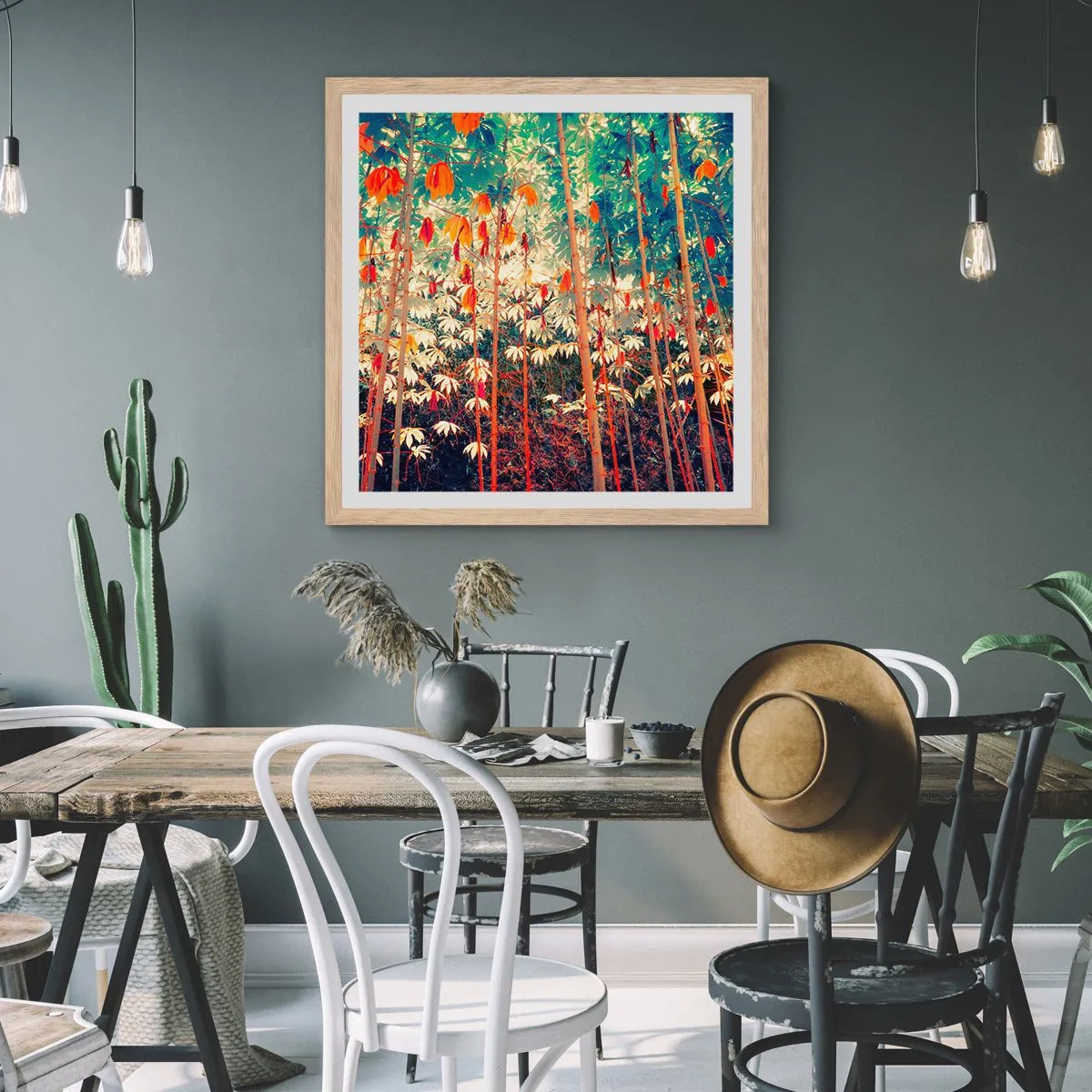 Poster in einem Rahmen aus heller Eiche - Das geheime Leben der Blätter - 30x30 cm