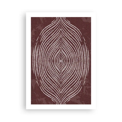 Poster - Ein hypnotisches Muster aus weißen Linien auf braunem Hintergrund. - 50x70cm - Der Raum spricht - Moderne Wanddekoration für Wohnzimmer und Schlafzimmer ARTTOR