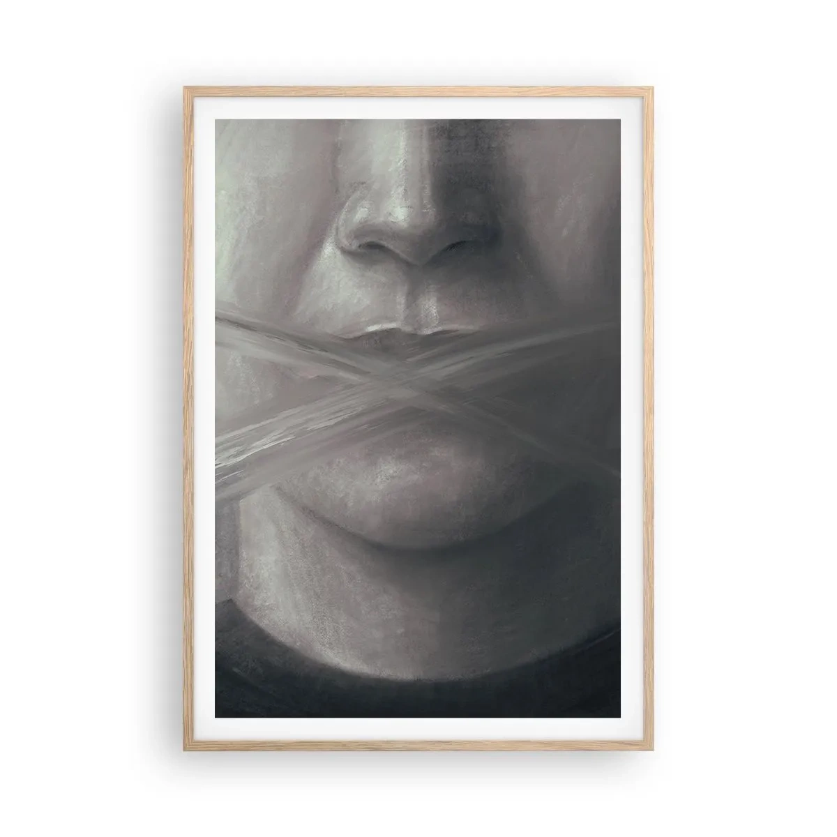 Poster in einem Rahmen aus heller Eiche - Ohne ein Wort - 70x100 cm