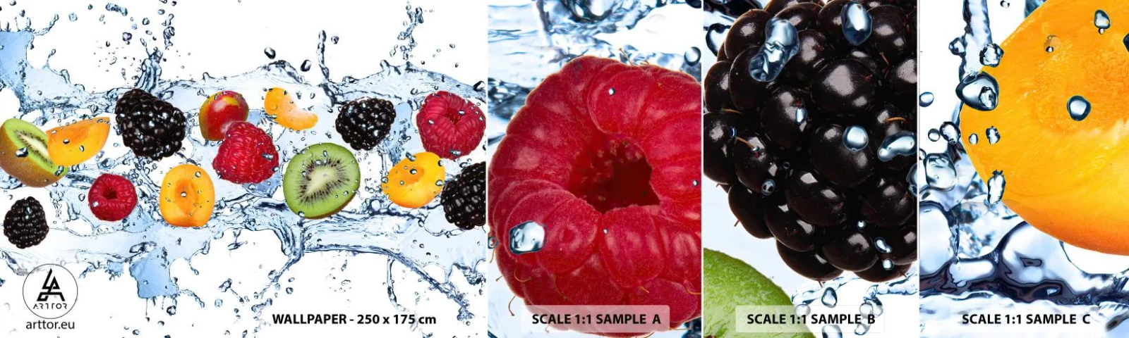 Fototapetenmuster Standard Eco - Viel Spaß mit uns - Obst, Abstraktion, 3D - 100x30 cm