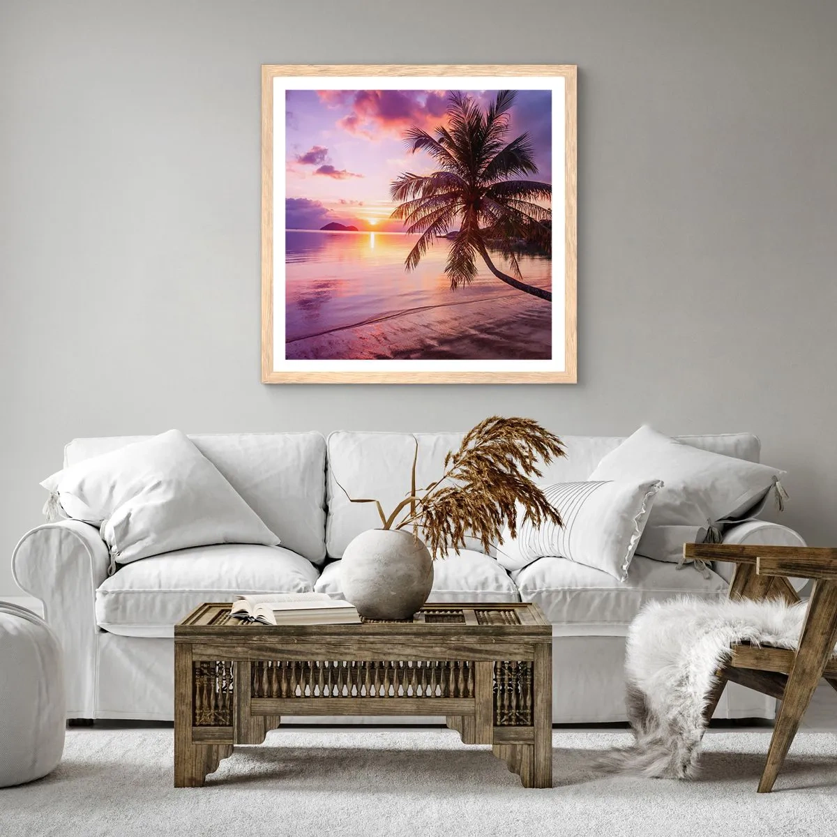 Poster in einem Rahmen aus heller Eiche - Behaglichkeit bis zum Horizont - 40x40 cm