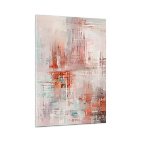 Glasbild - Bild auf glas - Eine abstrakte Komposition in Rot- und Beigetönen. - 50x70cm - Dunstig. Aber rosa - Moderne Wanddekoration für Wohnzimmer und Schlafzimmer ARTTOR