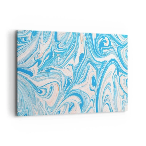 Bild auf Leinwand - Leinwandbild - Abstrakte Wirbel im blauen und weißen Marmorstil - 120x80cm - Sumpf in Türkis - Moderne Wanddekoration für Wohnzimmer und Schlafzimmer ARTTOR