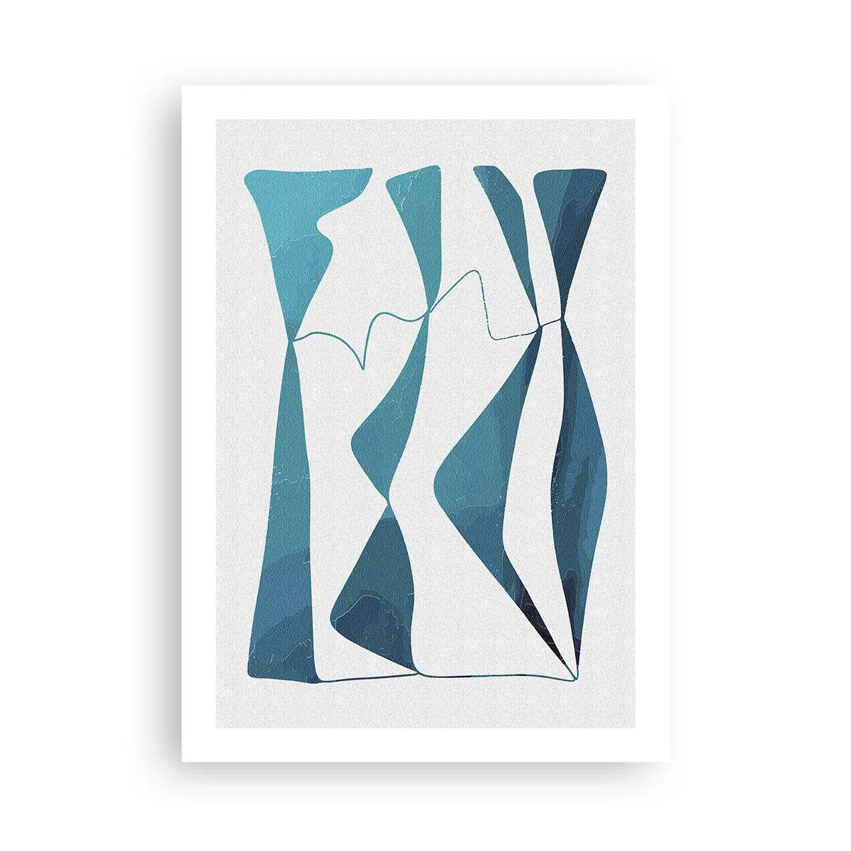 Poster - Eine abstrakte Komposition in Blautönen mit dynamischen Linien. - 50x70cm - Abstraktion: türkisfarbene Verbindung - Moderne Wanddekoration für Wohnzimmer und Schlafzimmer ARTTOR