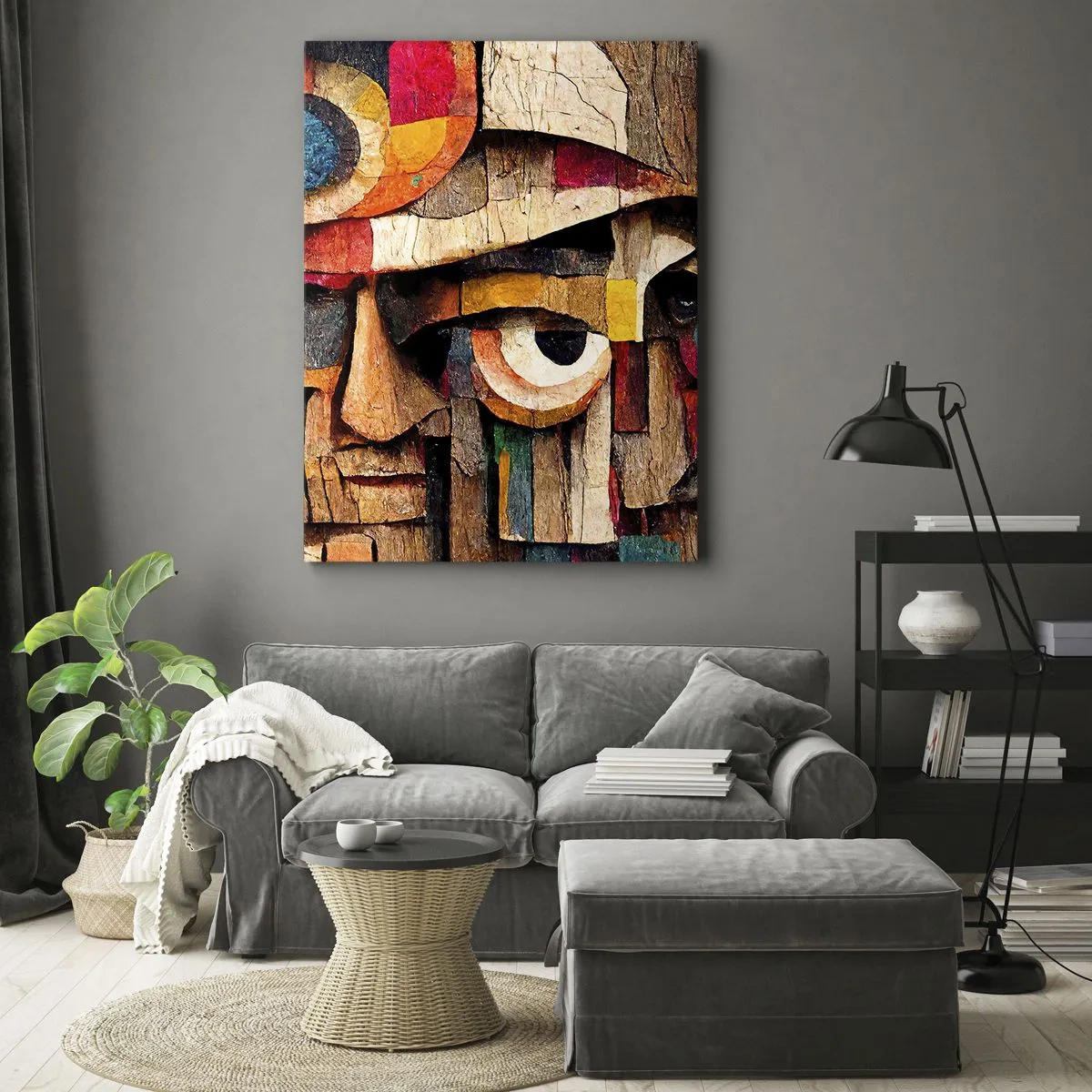Bild auf Leinwand - Leinwandbild - Abstrakte Gesichter in intensiven Farben - 70x100cm - Ich sehe dich… - Moderne Wanddekoration für Wohnzimmer und Schlafzimmer ARTTOR