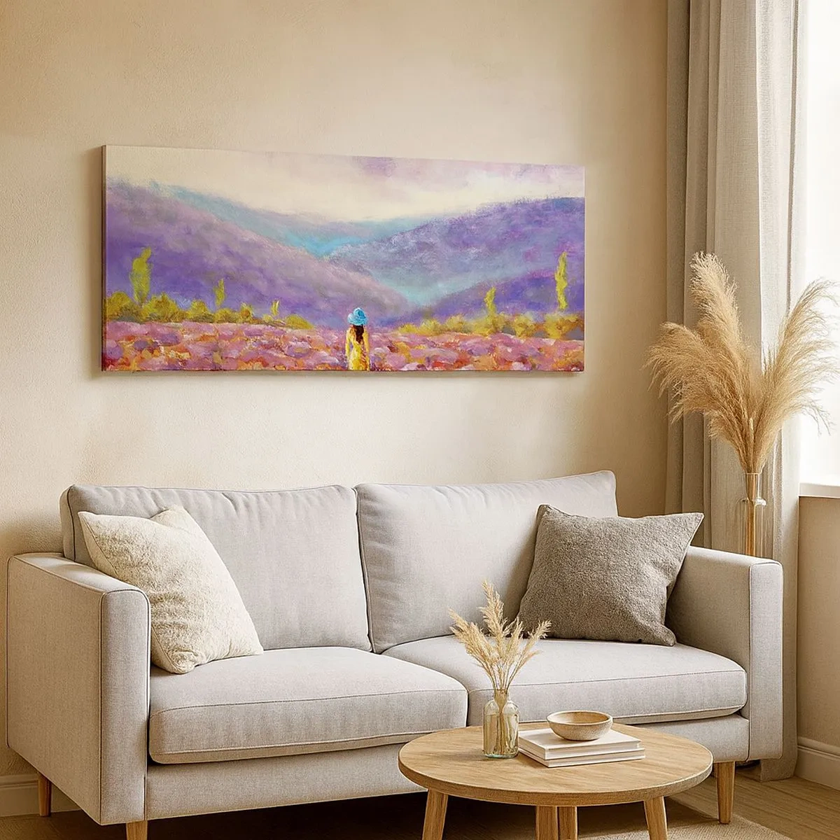 Bild auf Leinwand - Leinwandbild - In einer Lavendelwelt - 100x40 cm