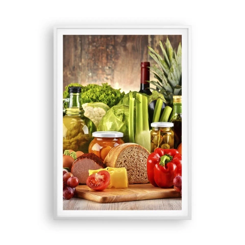 Poster in einem weißen Rahmen - Geräuchert, gebacken und eingelegt - 70x100 cm