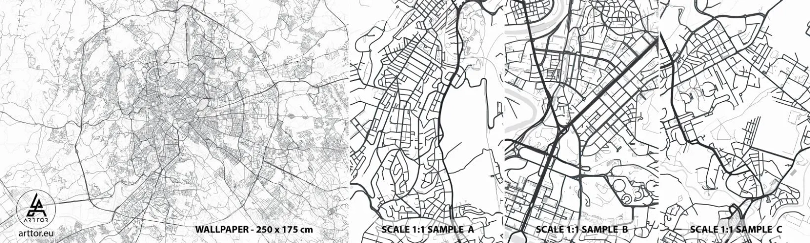 Fototapeten Muster Selbstklebend Deluxe Sticker - Römischer Kreis - Stadt, Stadtkarte, Rom - 100x30 cm