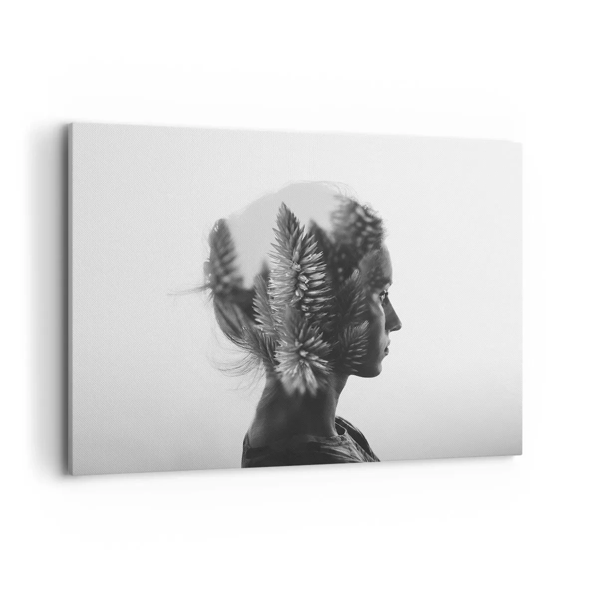 Bild auf Leinwand - Leinwandbild - Ein subtiles Porträt mit Elementen der Natur - 100x70cm - Dame des Kiefernwaldes - Moderne Wanddekoration für Wohnzimmer und Schlafzimmer ARTTOR