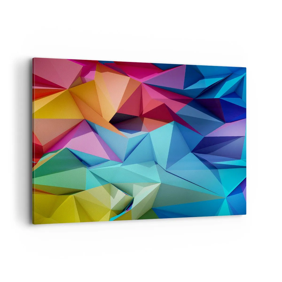 Bild auf Leinwand - Leinwandbild - Bunte geometrische Abstraktion in lebendigen Farben - 100x70cm - Regenbogen-Origami - Moderne Wanddekoration für Wohnzimmer und Schlafzimmer ARTTOR