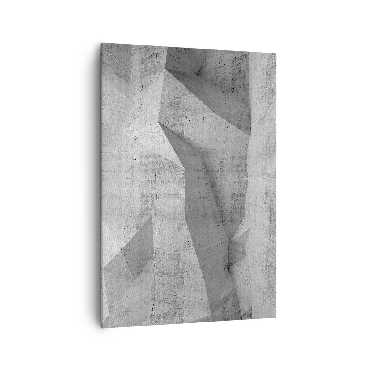 Bild auf Leinwand - Leinwandbild - Geometrische Betonformen in Grau - 70x100cm - Eine echte Herausforderung - Moderne Wanddekoration für Wohnzimmer und Schlafzimmer ARTTOR